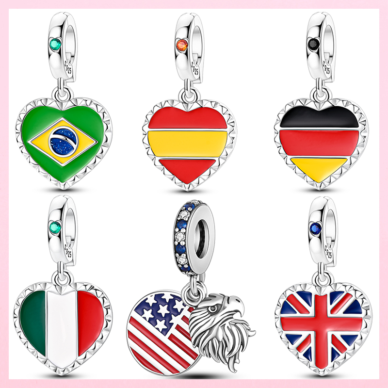 Jewelry Making Uk - New 925 Sterling Silver Heart- Flag