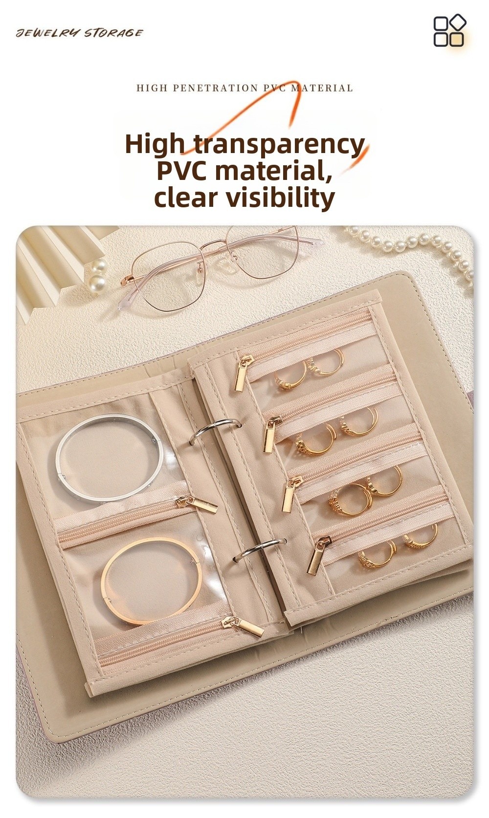 Jewelry Making Journal - Transparent Jewelry Storage Book Velvet with