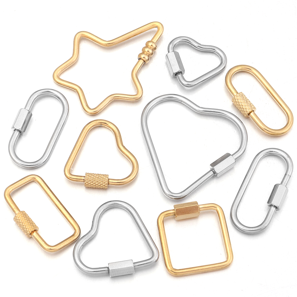Jewelry Making Articles - 2pcs Gold Stainless Steel Heart Screw