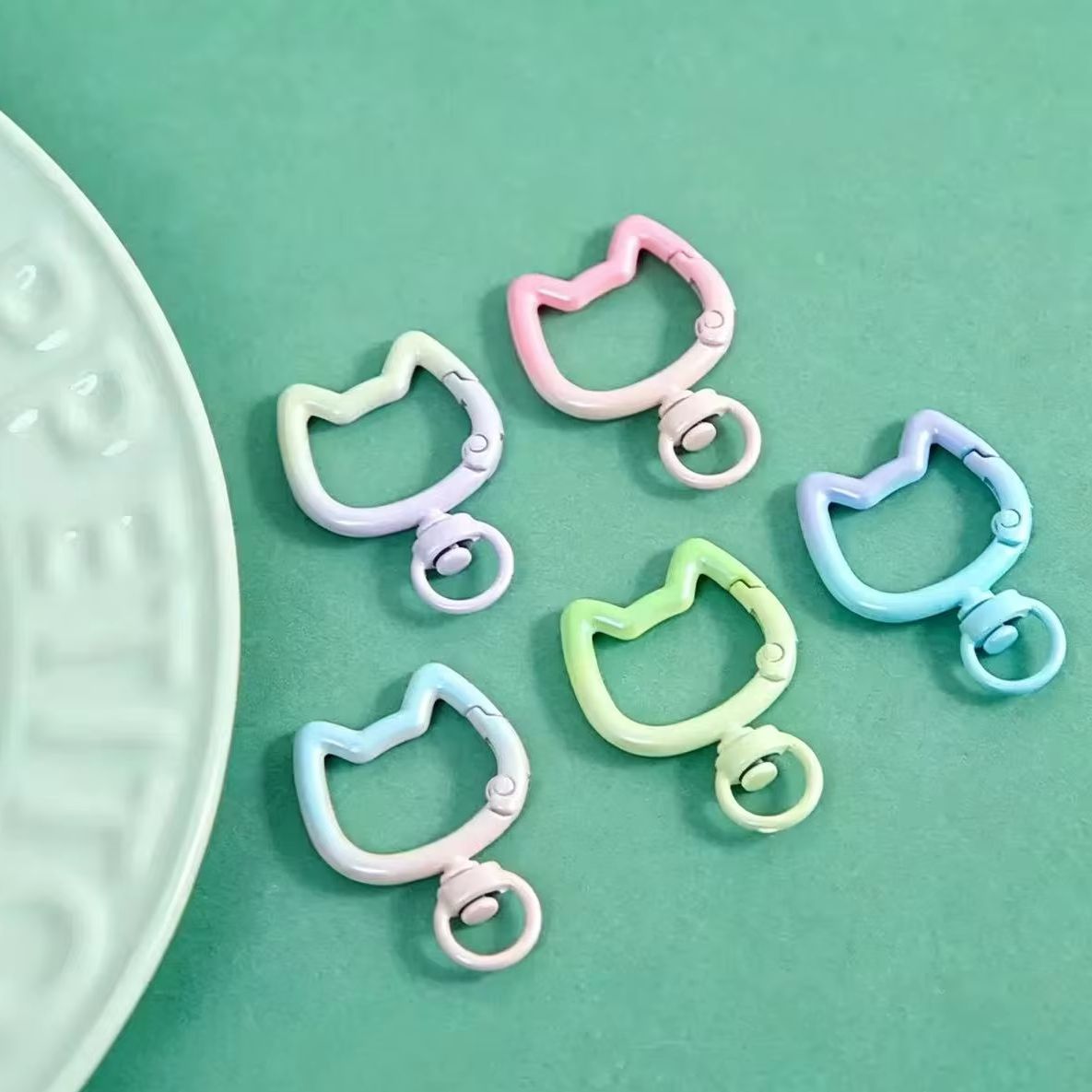 Jewelry Making Articles - 5-10PCS Gradient Cute Cat Clasp Openable