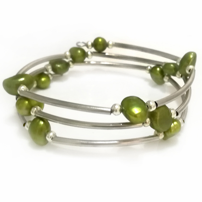Wholesale 20 inches 8-9mm Oliv - огляд і ціна Memory Wire Bracelet