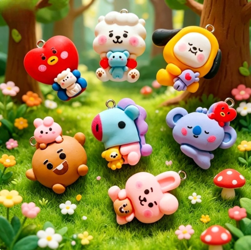 7pcs BT21 Resin Cartoon Charm  - огляд і ціна Jewelry Making Factory