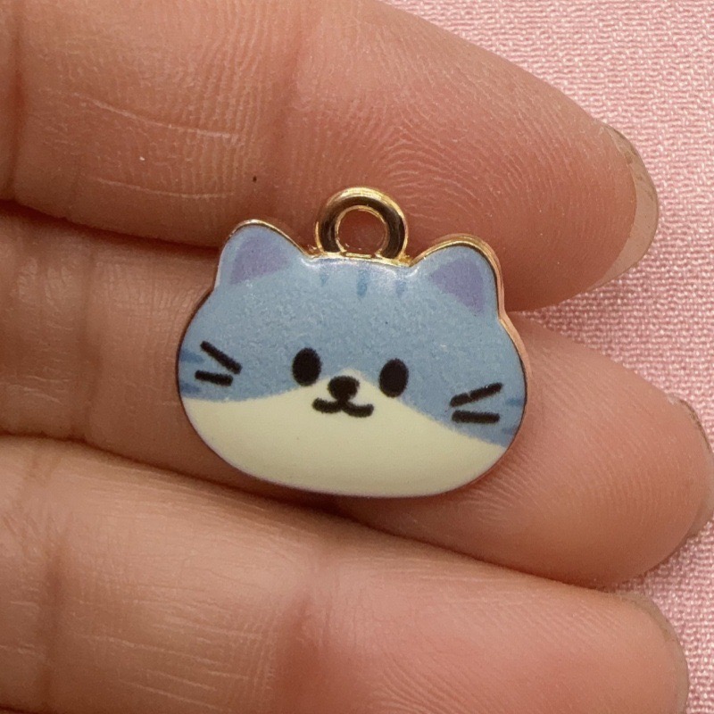 12pcs Printed Cat Head Alloy D - огляд і ціна Jewelry Making Factory